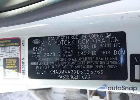 2013 Kia Rio Lx from USA, damaged, VIN KNADM4A3XD6125769